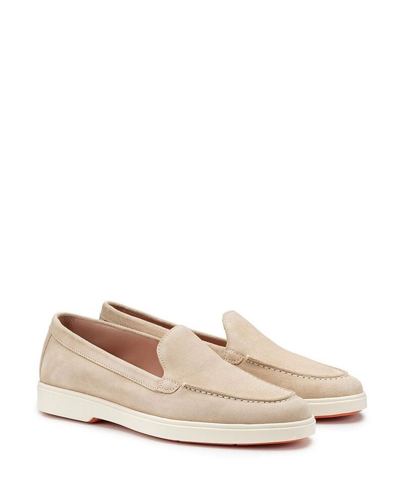 サントーニ レディース シューズ スリッポン・ローファー スエードクロス Santoni Women\u0027suede Loafer Light/Pastel Pink サクラ色