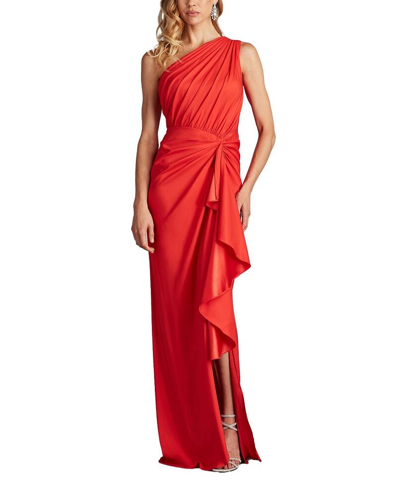 タダシショージ レディース トップス ワンピース ドレープ Tadashi Shoji Lena Waterfall Drape Gown Red レッド｜ReVida 店