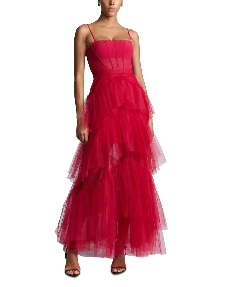 ビーシービージーマックスアズリア レディース アンダーお召しもの ナイト爵お召しもの チュール BCBGMAXAZRIA Tulle Corset Essential Gown Chilli Pepper