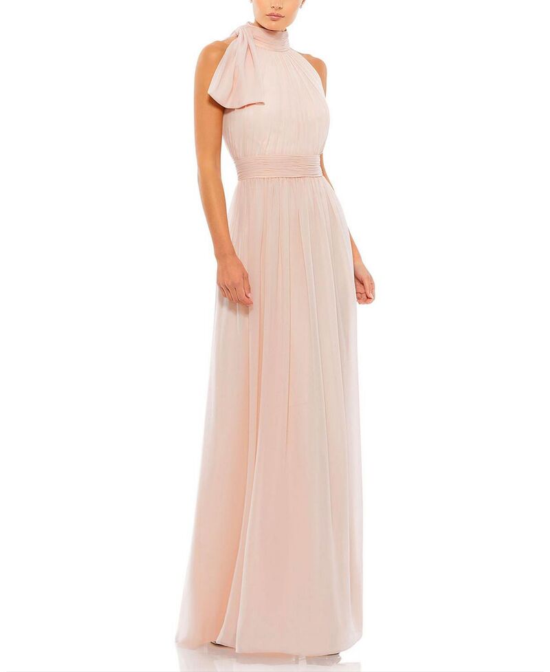 マックダガル レディース トップス ワンピース シフォン ハイネック Mac Duggal High Neck Chiffon Gown Blush ブラッシュ｜ReVida 店