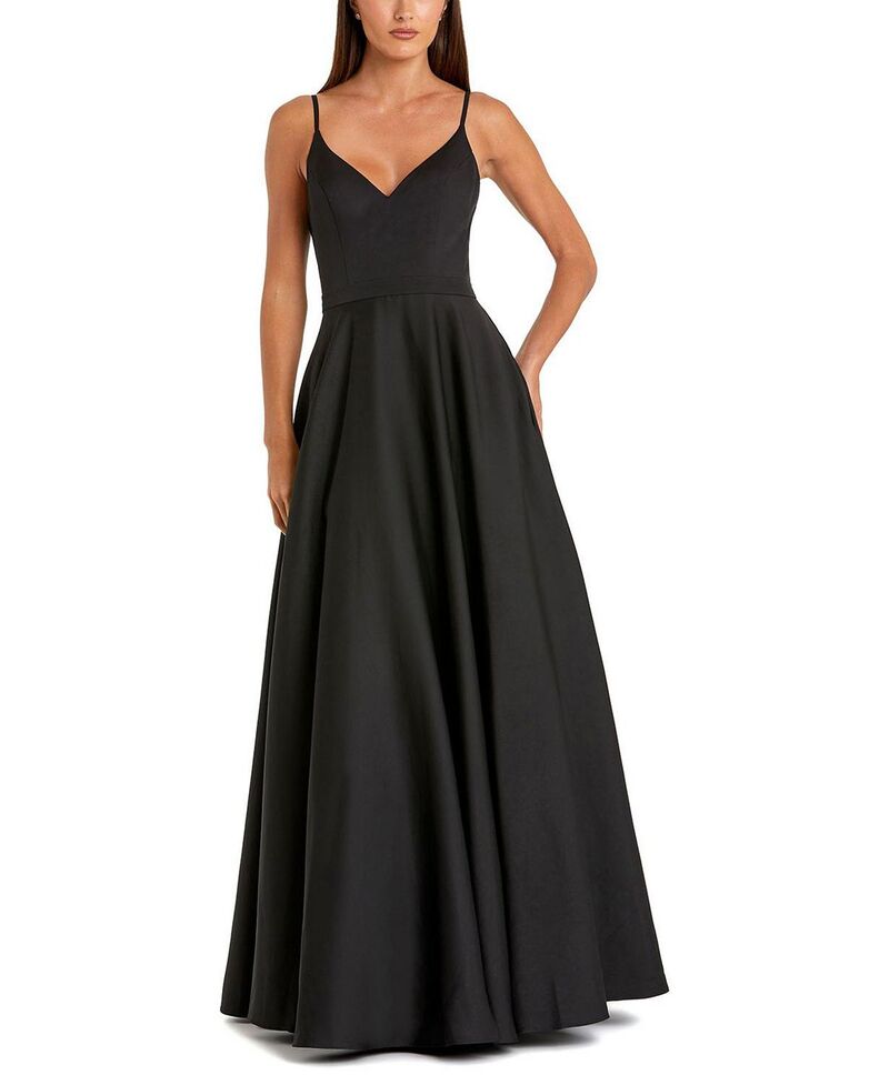 マックダガル レディース トップス 衣装 Vのど首 A 生産ライン Mac Duggal Classic A-Line V-Neck Ballgown Black 黒いこと