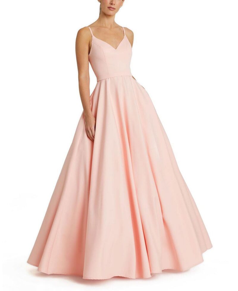 マックダガル レディース トップス 衣装 Vのど首 A 生産ライン Mac Duggal Classic A-Line V-Neck Ballgown Blush 毛はらい