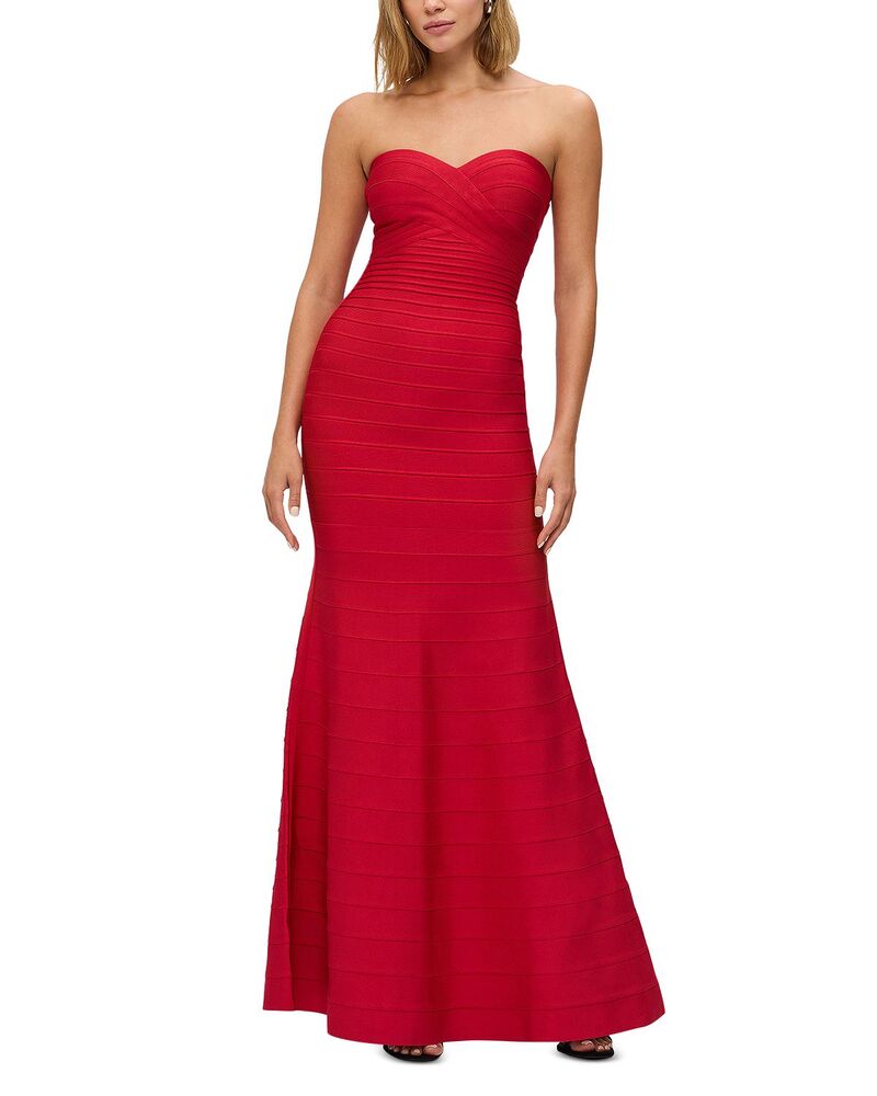 エルベレジェ レディース トップス 衣裳 Herv? L?ger The Sara Gown Lipstick Red 赤いこと ワンピース-レディースファッション