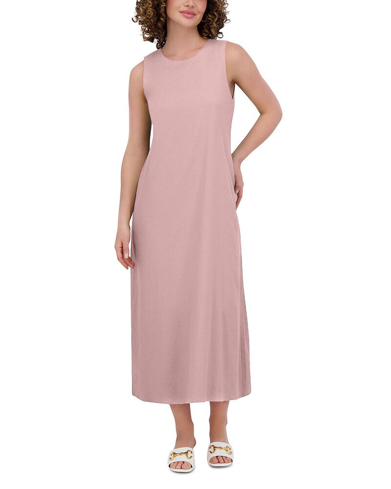 尖んがり レディース トップス 衣装 労働者の一団素っ首 リネン マキシ Point Linen Blend Crewneck Maxi Dress Mauve
