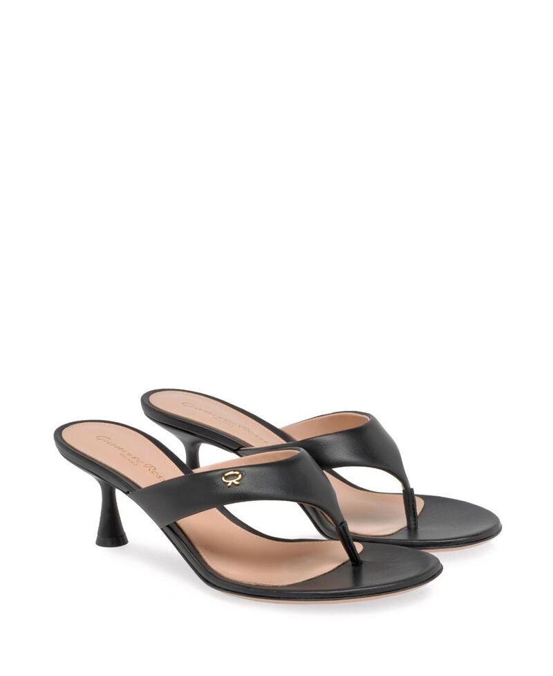 ジャンヴィト ロッシ レディース アンダーお召しもの ズボン下 サンダル Gianvito Rossi Women\u0027s Ascenthong 55 Sandal Black Nappa Leather 黒いこと