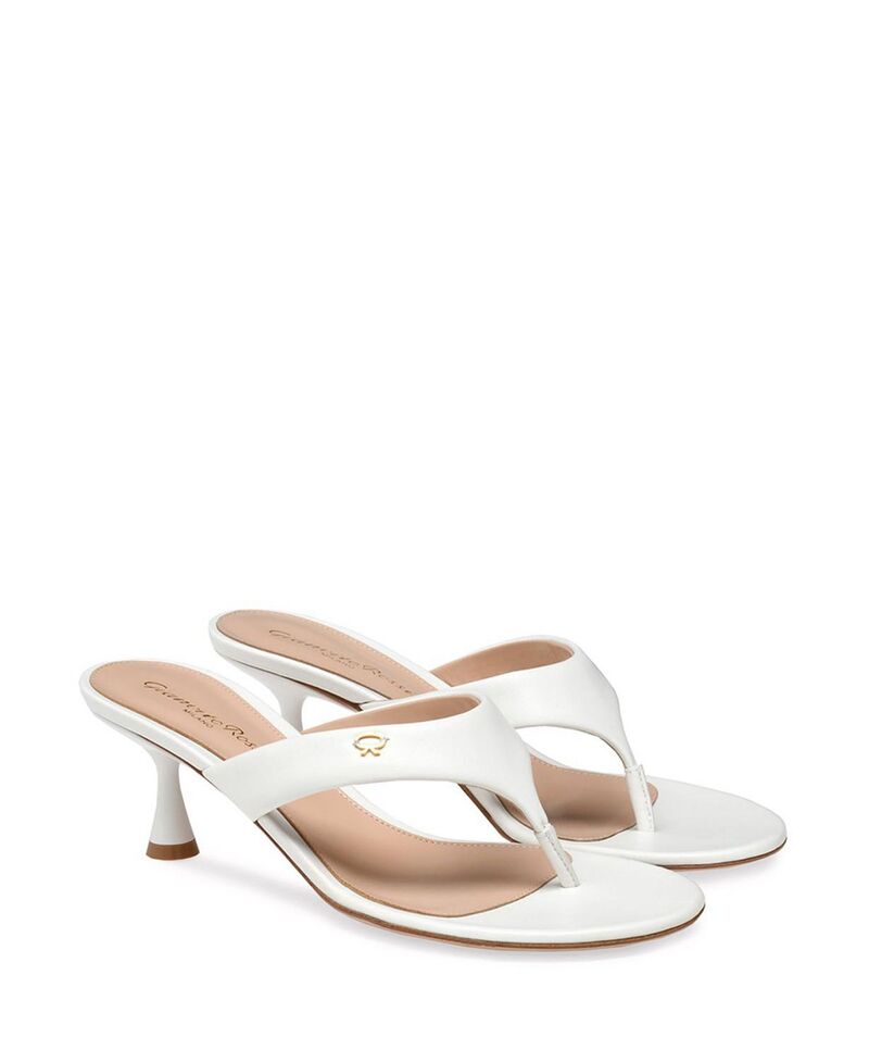 ジャンヴィト ロッシ レディース アンダー御召しもの ズボン下 サンダル Gianvito Rossi Women\u0027s Ascenthong 55 Sandal White Nappa Leather 白いこと