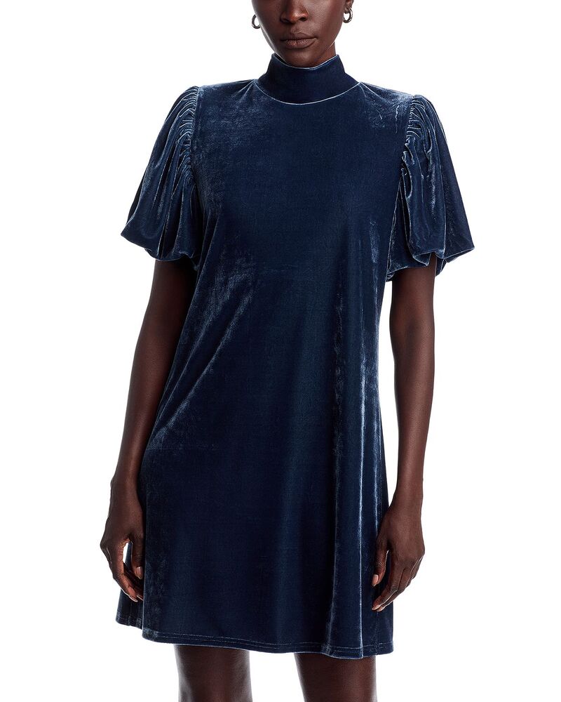 エリアスターズ レディース トップス ワンピース モックネック ベルベット Area Stars Mock Neck Velvet Dress Dark Blue ブルー