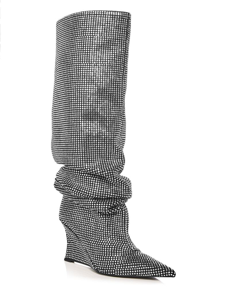 アクア レディース シューズ ブーツ・レインブーツ AQUA Women's Glam Slouch Boots - Exclusive Silver シルバー