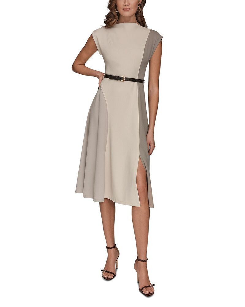 ダナキャラン レディース トップス ワンピース A ライン Donna Karan Color Block A Line Dress Vapor/ Driftwood