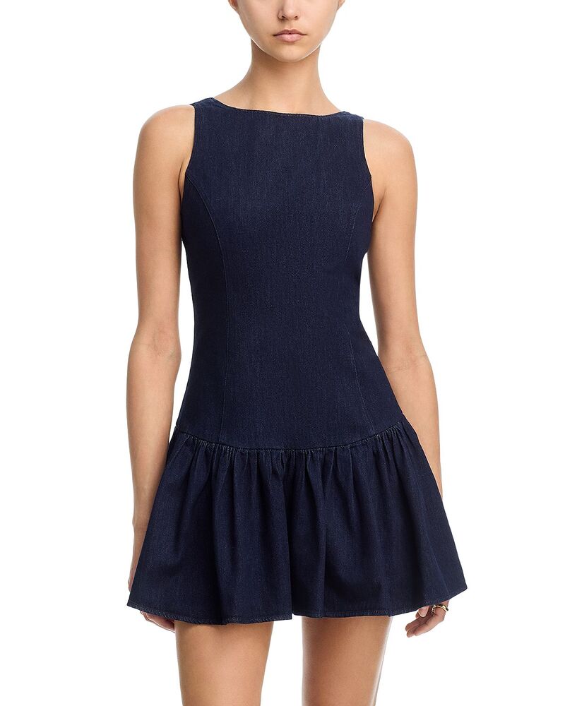 アクア レディース トップス ワンピース ミニ デニム AQUA Denim Drop Waist Mini Dress - Exclusive Indigo Wash インディゴ