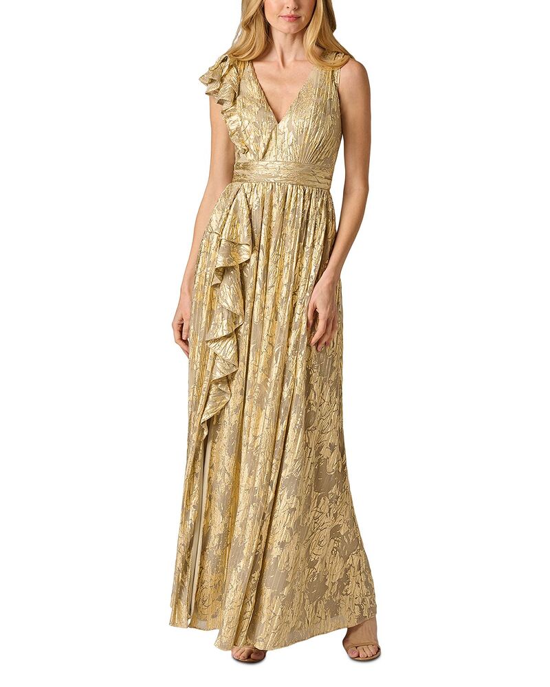 アドリアナ パペル レディース トップス ワンピース フリル トール Adrianna Papell Metallic Ruffledress CHAMPAGNE/ GOLD ゴールド