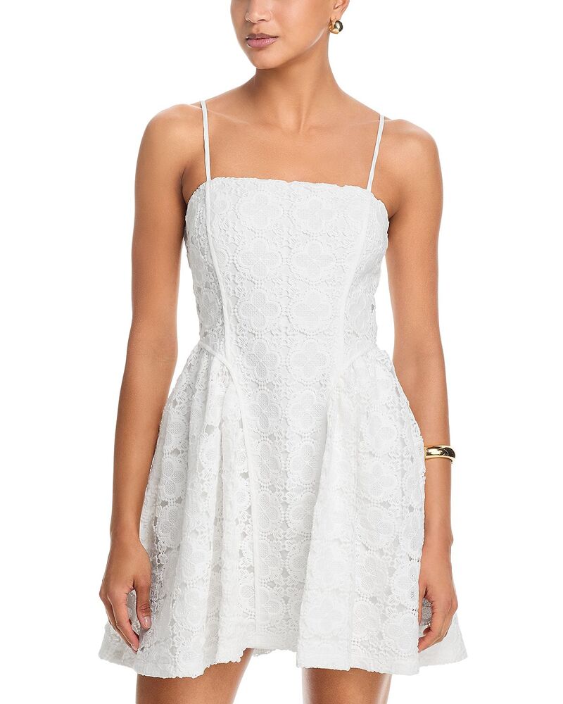 アクア レディース トップス ワンピース ミニ レース AQUA Clover Lace Shaped Mini Dress - Exclusive White ホワイト