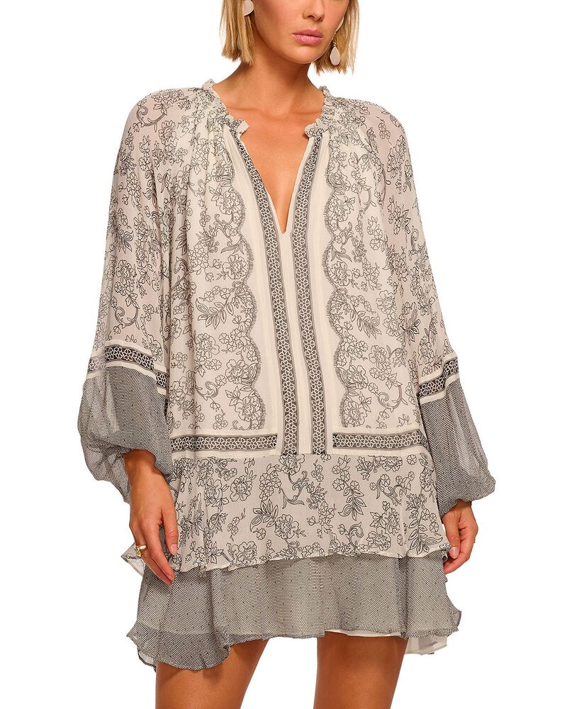 レイミー ブルック レディース トップス ワンピース ミニ シルク Ramy Brook Josephine Silk Mini Dress Bone/black floral ブラック