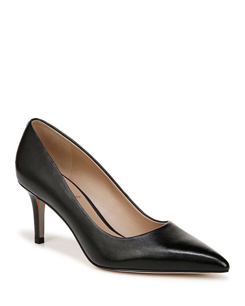 サムエデルマン レディース シューズ パンプス 踵 Sam Edelman Women\u0027s Vienna Pointed Toe Mid Heel Pumps Black Leather 黒いこと