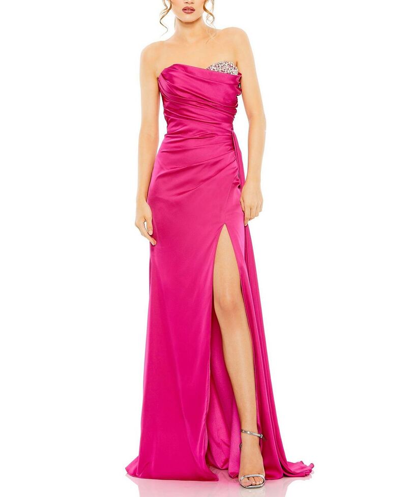マックダガル レディース トップス 衣装 繻子 ストラップレス Mac Duggal Strapless Embellished Sweetheart Neckline Satin Gown Magenta マゼンタ