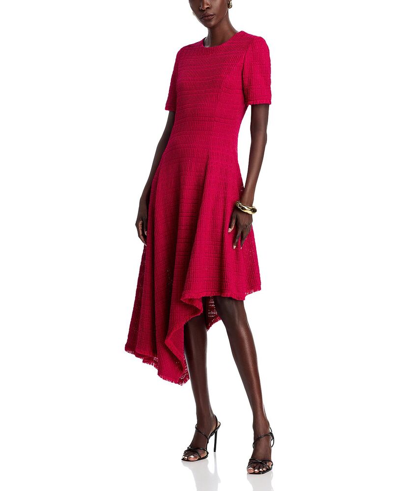 ミソック レディース トップス ワンピース ミディ Misook Textured Fit & Flare Midi Dress Pink Flash ピンク