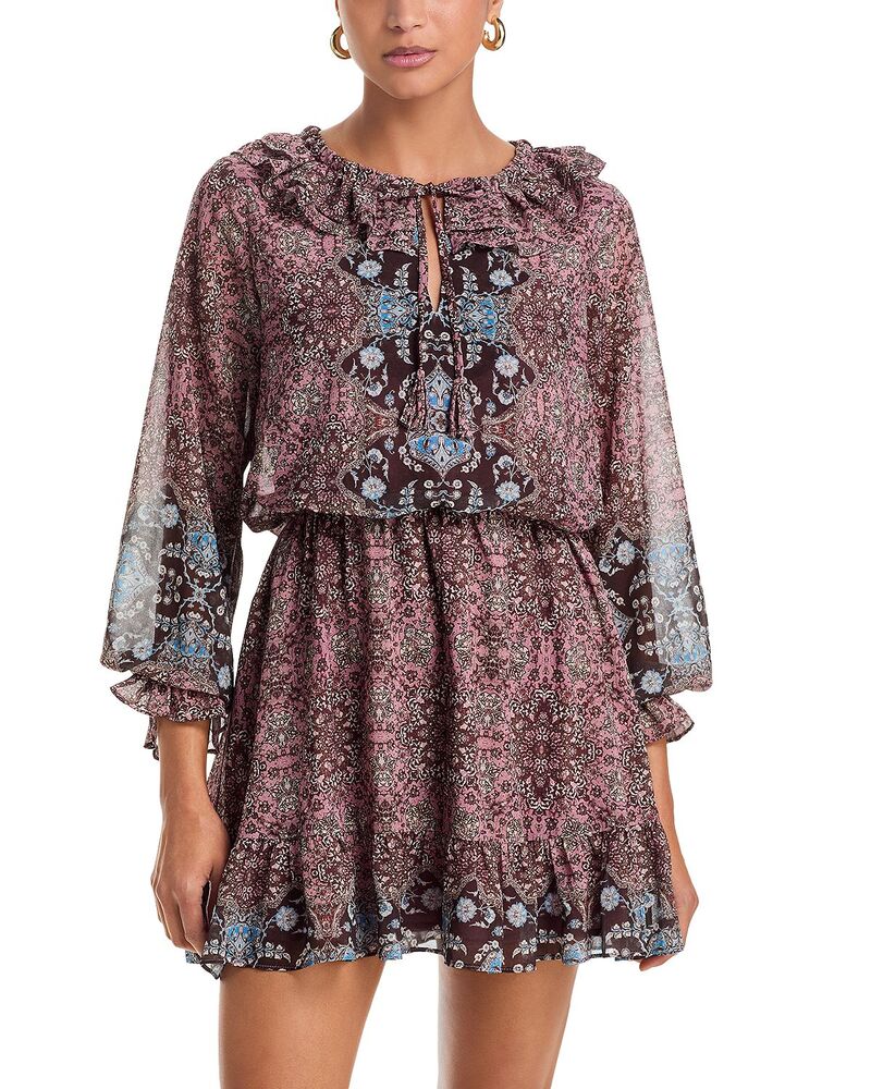 アクア レディース トップス ワンピース フリル ミニ AQUA Ruffled Mini Dress - Exclusive Blue/Pink ブルー