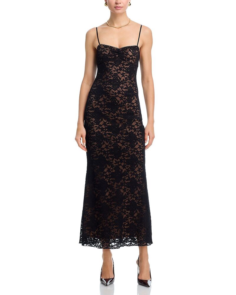 アクア レディース トップス 衣装 スピード競技 マキシ AQUA Stretch Lace Maxi Dress - Exclusive Black 黒いこと