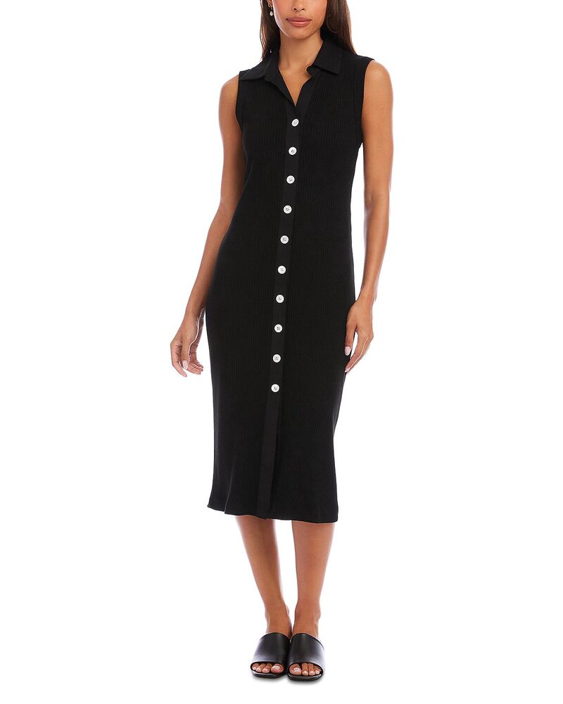 カレンケーン レディース トップス ワンピース リブ ミディ ノースリーブ Karen Kane Ribbed Sleeveless Midi Dress Black ブラック