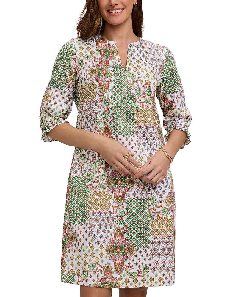 フォックスクラフト レディース トップス ワンピース パッチワーク Foxcroft Alicia Patchwork Dress Green Multi グリーン