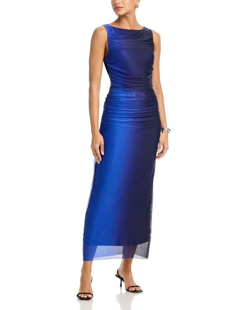 アクア レディース トップス ワンピース メッシュ マキシ AQUA Ombr Mesh Bodycon Maxi Dress - Exclusive Cobalt/Black ブラック｜ReVida 店