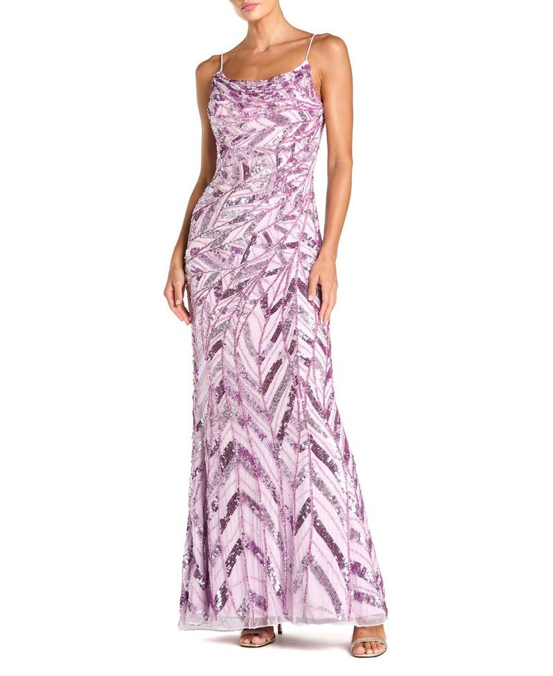 マックダガル レディース トップス ワンピース ノースリーブ Mac Duggal Sleeveless Cowl Back Embellished Gown Lilac ライラック