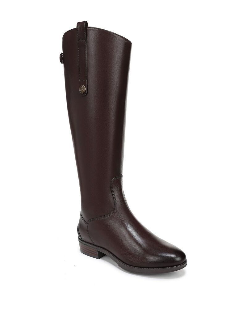 サムエデルマン レディース シューズ ブーツ・レインブーツ レザー ヒール Sam Edelman Women's Penny Round Toe Leather Low-Heel Riding Boots Dark Brown ブラウン