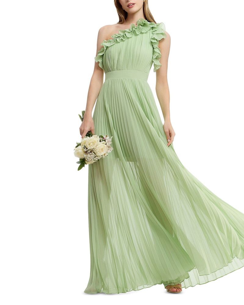 ドレスザポプレーション レディース トップス ワンピース アシンメトリー プリーツ Dress the Population Vidasymmetric Pleated Gown Sage セージ｜ReVida 店