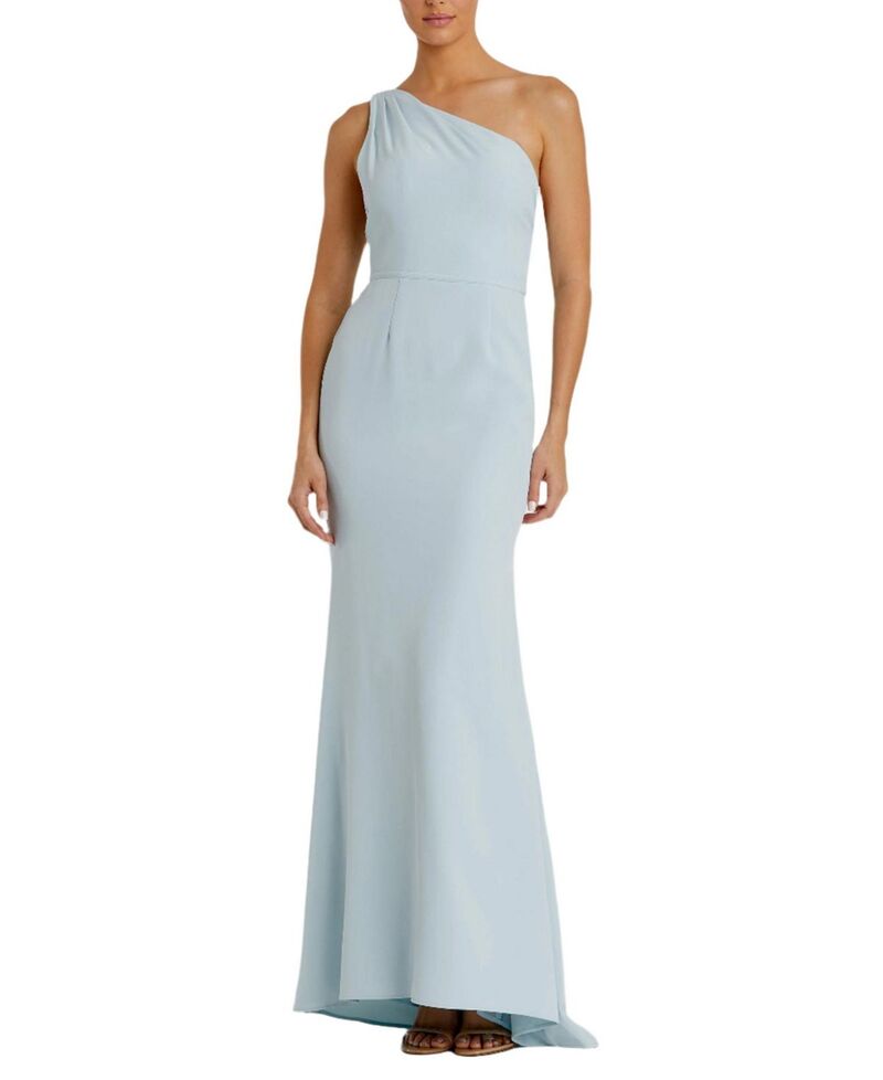 マックダガル レディース トップス ワンピース ジャージー Mac Duggal One Shoulder Jersey Mermaid Gown Powder Blue ブルー