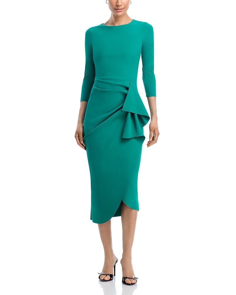 チアラ ボニ プティ ローブ レディース トップス ワンピース フリル Chiara Boni La Petite Robe Wang 3/4 Sleeve Side Ruffle Dress Pure Green グリーン