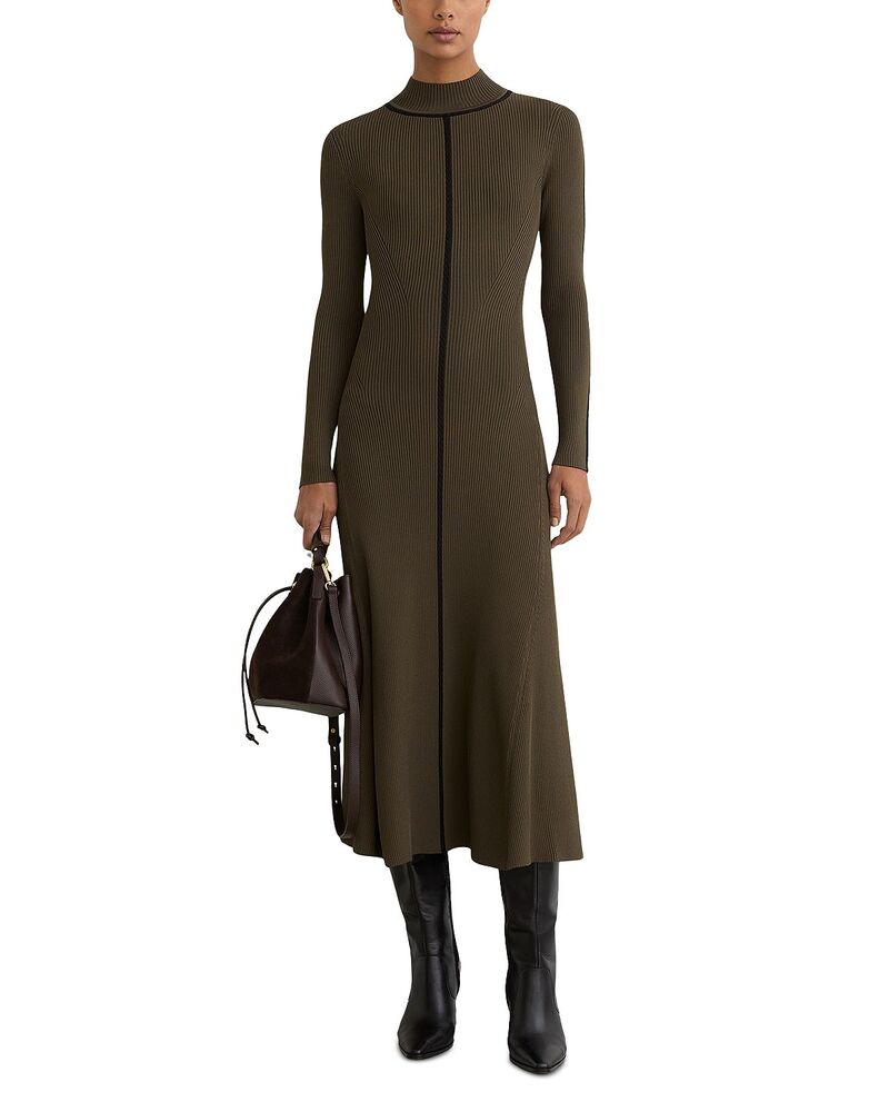 レイス レディース トップス ワンピース ミディ ニット REISS Polly Knitted Midi Dress Khaki Green グリーン