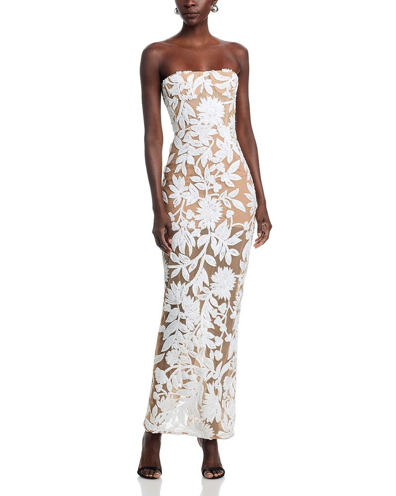 ブロンクス アンド バンコ レディース トップス ワンピーストラップレス マキシ BRONX AND BANCO Dahlia Strapless Maxi Dress White Silver ホワイト