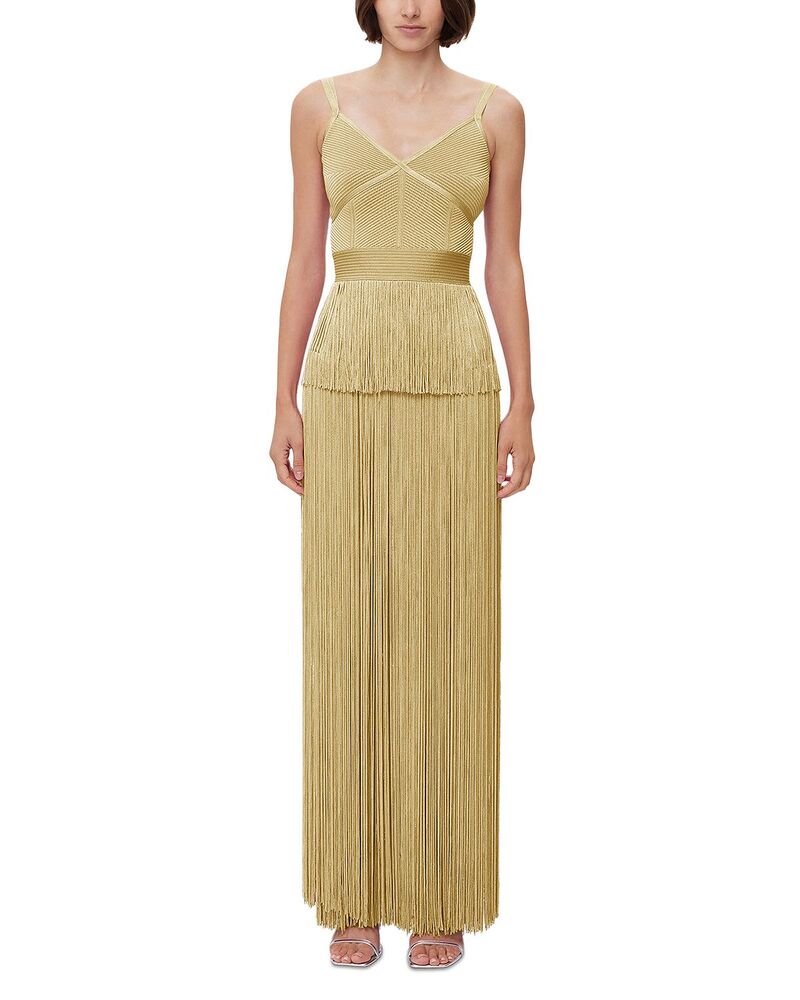 エルベレジェ レディース トップス 衣裳 Herv? L?ger The Holly Gown Met Gold ゴールド ワンピース-レディースファッション