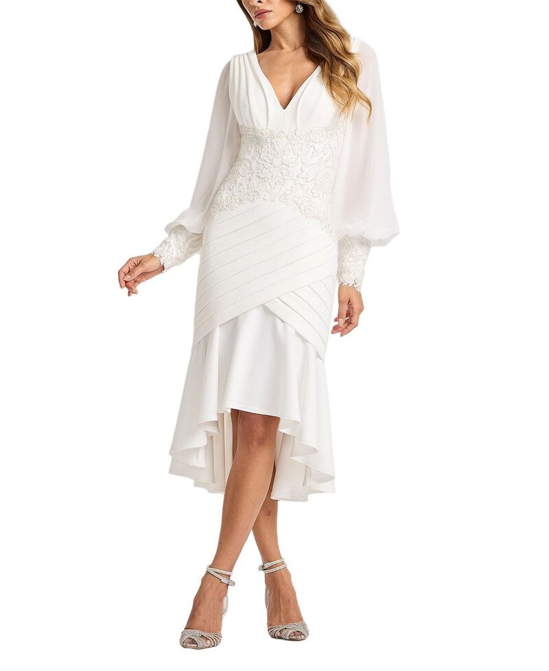 タダシショージ レディース トップス ワンピース Tadashi Shoji Kalina Blouson Sleeve High-Low Dress Ivory アイボリー
