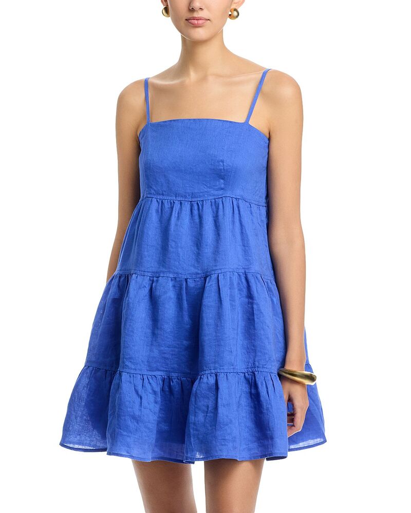 エラン レディース トップス ワンピース ティアード ミニ リネン Elan Linen Tiered Mini Dressapphire Blue ブルー