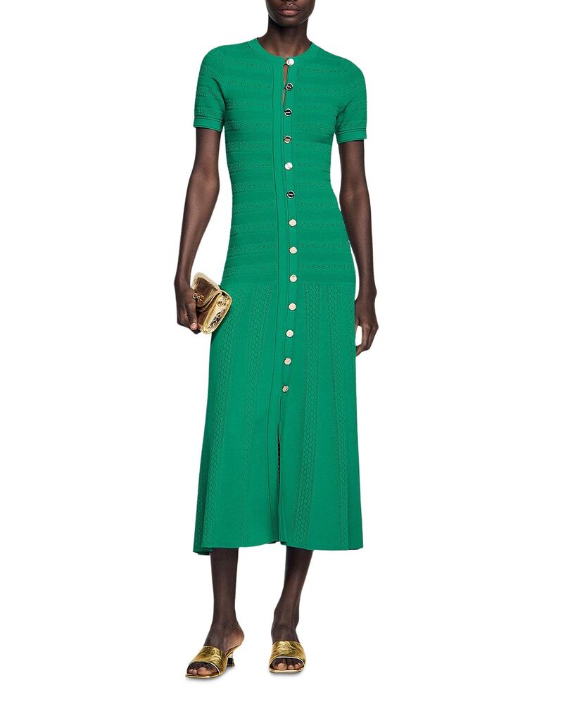 沙子ロ レディース トップス 衣装 編み物 マキシ Sandro Knit Maxi Dress Emeuraude Green 緑であること