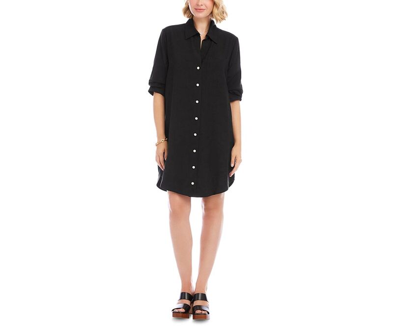 カレンケーン レディース トップス シャツ ギャザー Karen Kane Ruched Sleeve Shirtdress Black ブラック
