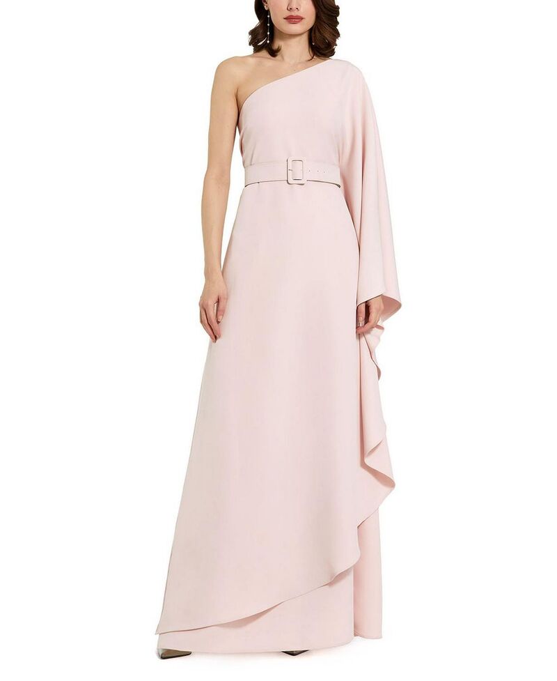 マックダガル レディース トップス ワンピース クレープ Mac Duggal Crepe One Sleeve Belted Kaftan Dress Blush ブラッシュ