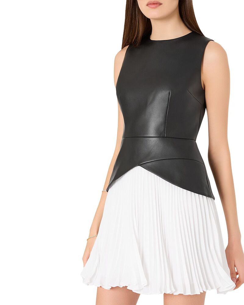 ミリー レディース トップス ワンピース MILLY Haddy Mixed Media Dress Black/white ホワイト