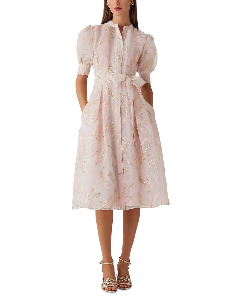 テリジョンバイリッキーフリーマン レディース トップス ワンピース トール Teri Jon by Rickie Freeman Metallic Organza Mandarin Collar Dress Blush Gold ブラッシュ 99,990円