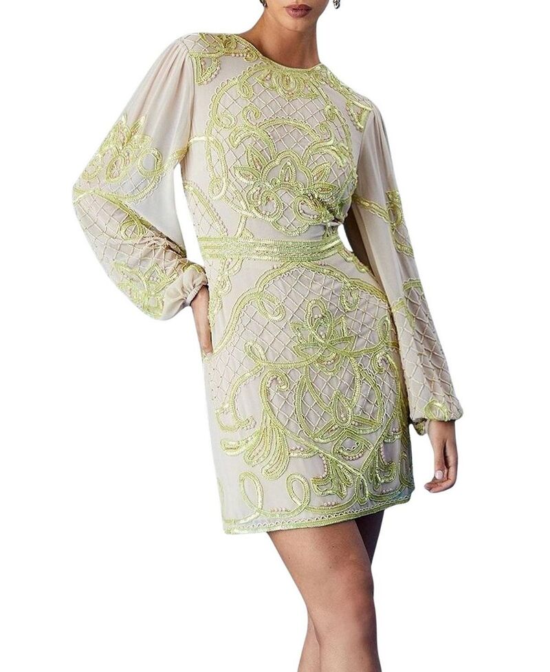 コースト レディース トップス ワンピース シフォン ミニ Coast Muse Chiffon Embellished Mini Dress Natural