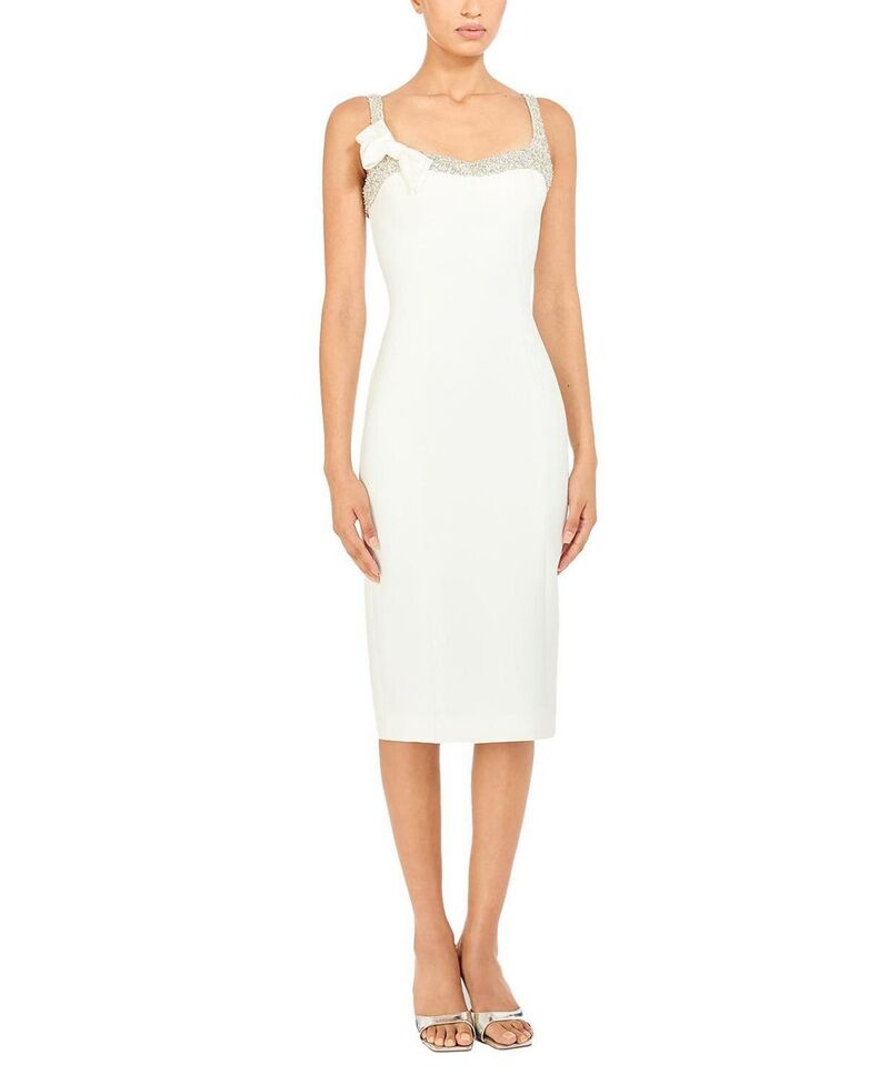 ジェニー・パッカム レディース トップス ワンピース ミディ Jenny Packham Lucy Crystal-Embellished Bow Midi Dress Vanilla