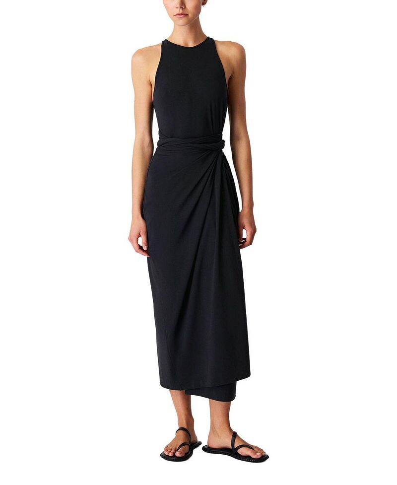アナザー トゥモロー レディース トップス 衣装 Another Tomorrow Sarong Tie Dress Black 黒いこと