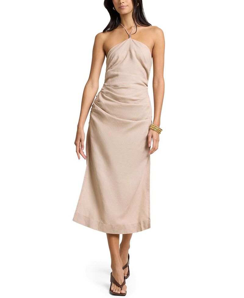 オニア レディース トップス ワンピース ギャザー リネン ホルター Oniair Linen Ruched Halter Dress Jute