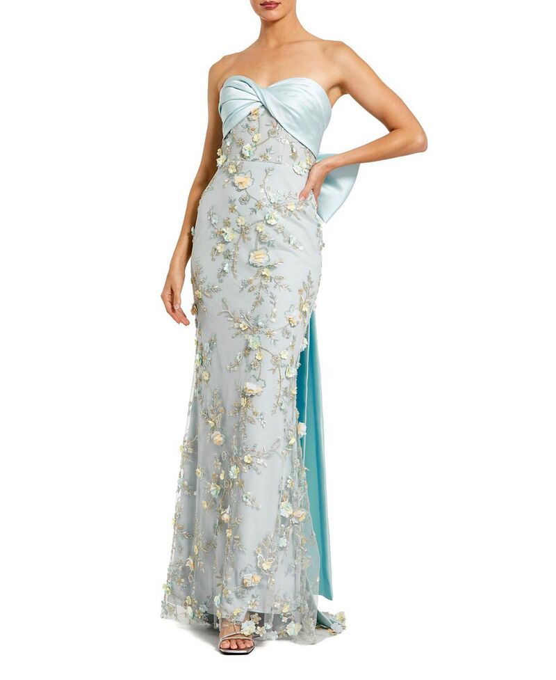 マックダガル レディース トップス ワンピーストラップレス Mac Duggal Straplessweetheart Embellished Gown with Bow Blue ブルー|ReVida 店