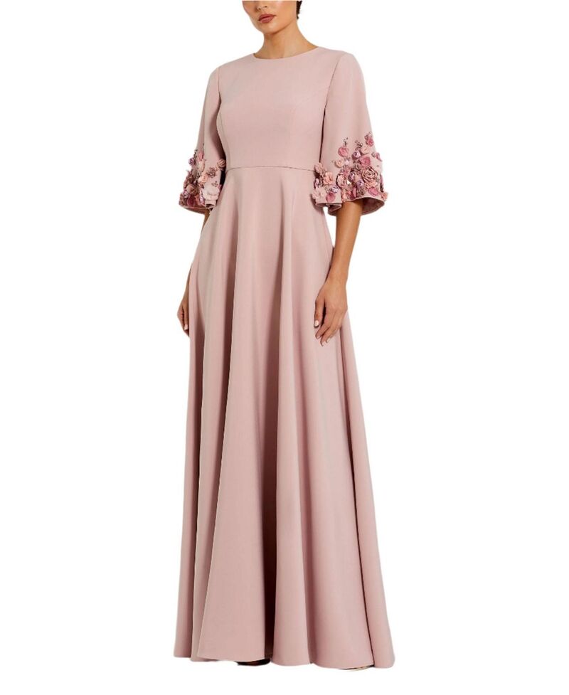 マックダガル レディース トップス ワンピース サテン Mac Duggal Satin Elbow Sleeve Gown with Flower Trim Rose 109,400円
