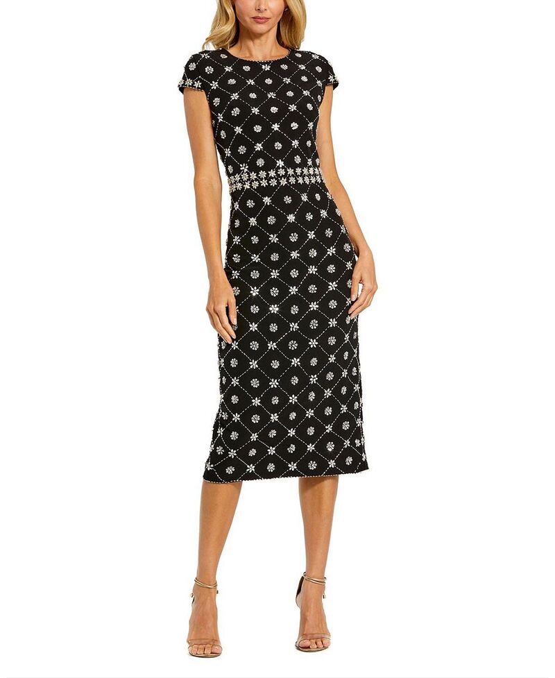 マックダガル レディース トップス ワンピース クレープ ハイネック ミディ キャップ Mac Duggal Crepembellished High Neck Cap Sleeve Midi Dress Black ブラック 104,390円