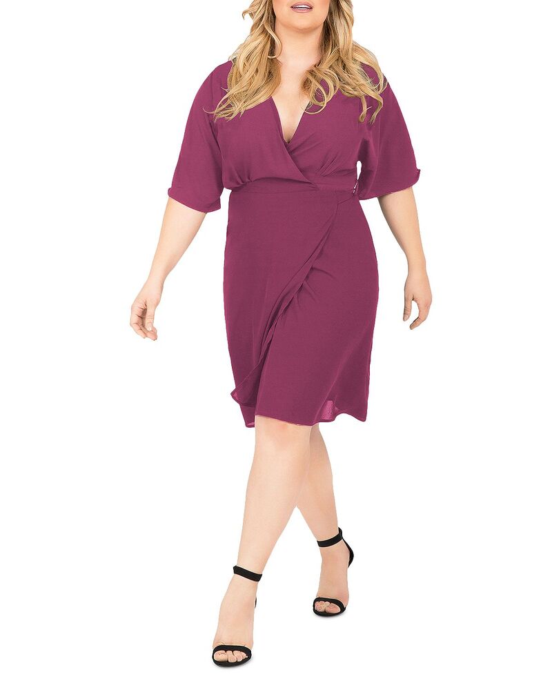 スタンダーズ アンド プラクティス レディース トップス ワンピース フラワー柄 プラスサイズ プリント フラワー standards & practices Plus Candice Floral Print Wrap Dress Dark Pink ピンク