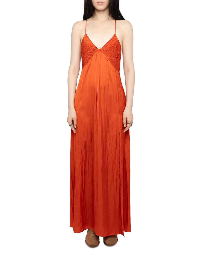 ザディグ エ ヴォルテール レディース トップス ワンピース サテン マキシ Zadig & Voltaire Rayonne Satin Maxi Dress Tangerine タンジェリン