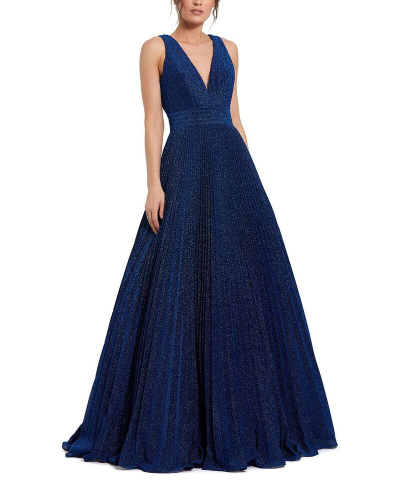 マックダガル レディース トップス 衣装 ジョーゼット 筋目 ノースリーブ Mac Duggal Women\u0027shimmeringeorgette Pleated Sleeveless Gown Royal